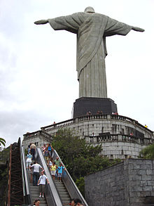 Escalators at the Christ the Redeemer statue in Rio de Janeiro, Brazil Lascar O Cristo Redentor (Christ the Redeemer) - One of the New Seven Wonders of the World (4551129529).jpg