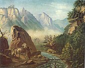 "Scontro a fuoco sulle montagne del Daghestan", olio su tela, 1840-1841.