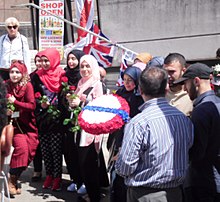 Muslims offering peace at London Bridge after the 2017 terrorist attack London Bridge Muslim DSCN0197.jpg