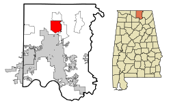 Lage in Madison County und im Bundesstaat Alabama