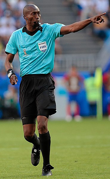 Malang Diedhiou refereeing during a 2018 World Cup match