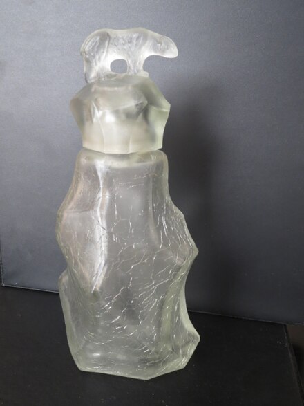 Original Malevich-designed frost glass bottle with craquelure for "Severny eau de cologne" (1911–1922)