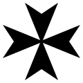 マルタ十字。矢の形をした4つのアームが中央に向き、8つの突き出た角をもつ。アメリカ海兵隊の射撃技術章（英語版）の元にもなった。