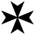 A configuração típica da cruz de Amalfi, usada também pela Ordem de Malta, com braços iguais de oito pontas, é outro exemplo clássico de cruz pátea.