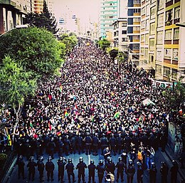 Manifestaciones en La Paz, Bolivia en contra el fraude electoral y el gobierno de Evo Morales.jpg