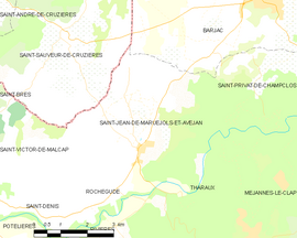 Mapa obce Saint-Jean-de-Maruéjols-et-Avéjan