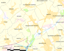 Mapa obce Sainghin-en-Weppes