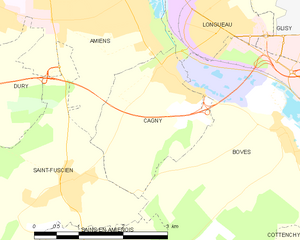 Plan des communes limitrophes de Cagny.