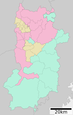 Nara prefektur Röd: Stad; Gulbrun: Kommun (köping); Turkos: Kommun (by)