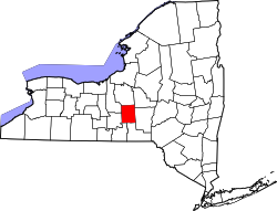 map of New York highlighting Cortland County