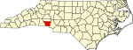 Mapa estadual destacando o condado de Gaston