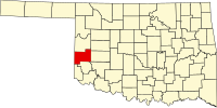 ベッカム郡の位置を示したオクラホマ州の地図