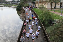 The Tel Aviv Marathon going through Hayarkon Park Marathon Tel Aviv - Hayarkon View.JPG