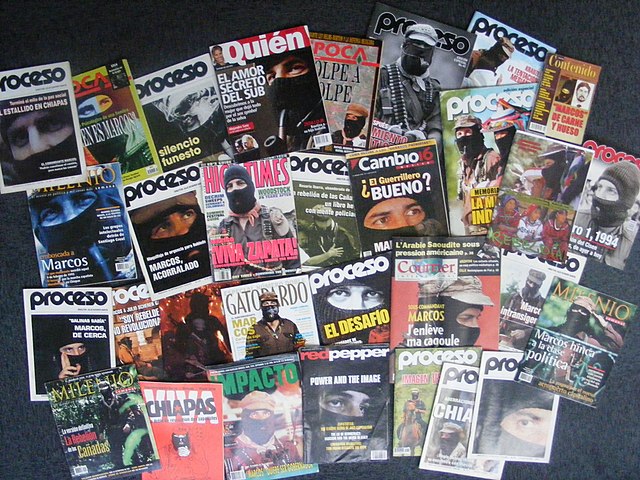 Subcomandante Marcos featured on assorted magazine covers