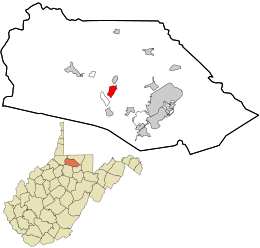 Lokasi di Marion County dan negara bagian West Virginia.