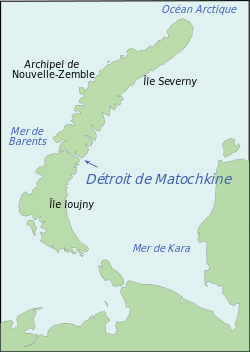 Localisation du détroit de Matotchkine entre les îles Severny et Ioujny
