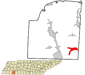 McNairy County Tennessee incorporated and unincorporated areas Michie highlighted.svg