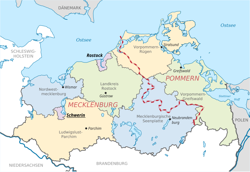 Fitxategi:Mecklenburg-Vorpommern Map Districts Border Mecklenburg Western Pomerania - Landkreise Grenzen Karte MV MeckPomm.svg