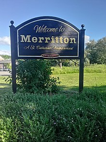 A sign used for the current-day Merritton neighbourhood Merriton St. Catharines Neighbourhood Sign.jpg