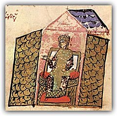 Michael III supervises a convention of clergy and secular persons Chronicle of John Skylitzes.jpg
