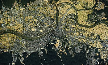 Mikin keskusta ilmakuvassa vuonna 1985