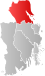 Holmestrand markert med rødt på fylkeskartet