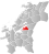 Levanger markert med rødt på fylkeskartet