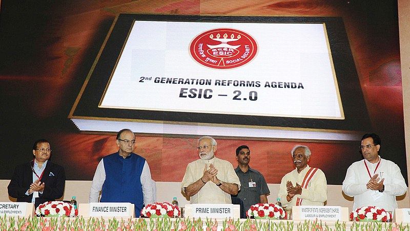 File:Narendra Modi at the launch of the ESIC 2.0 Reform Initiatives of ESIC, during the 46th session of Indian Labour Conference, in New Delhi. The Union Minister for Finance, Corporate Affairs and Information & Broadcasting.jpg