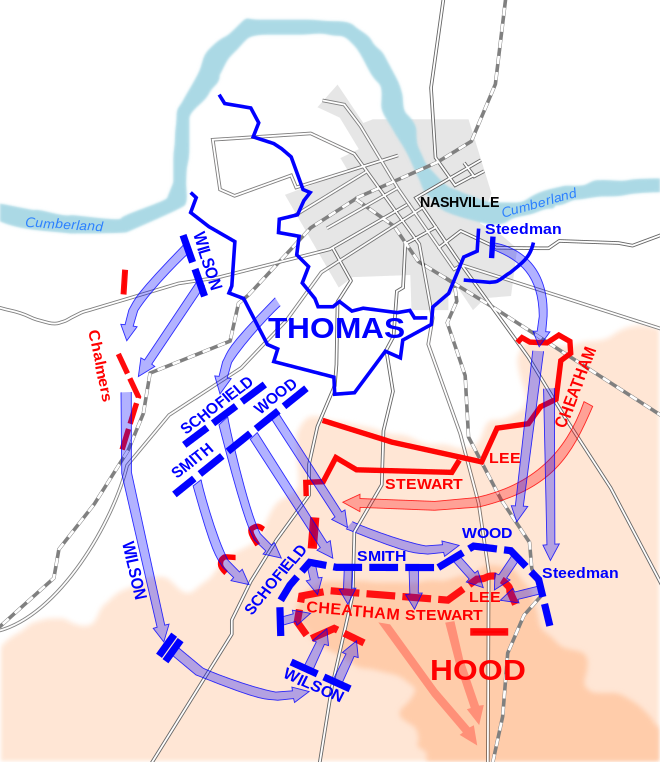 Battle of Nashville, December 15–16, 1864.   Confederate   Union