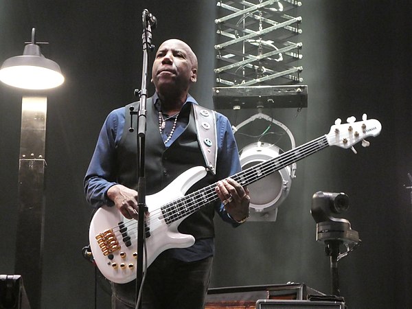 Nathan East as a member of Eric Clapton's band, Detroit, September 10, 2022