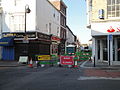Road works taking place on Pyle Street, Newport, Isle of Wight in May 2012 seen at St James Street.