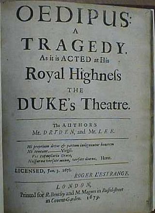 <i>Oedipus</i> (Dryden play) Restoration tragedy by Dryden and Lee