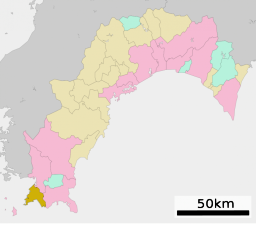 Ōtsukis läge i Kōchi prefektur      Städer Landskommuner:      Köpingar      Byar