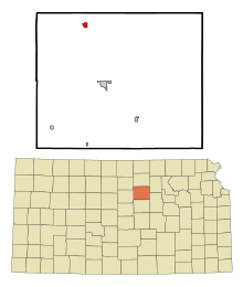 Ottawa County Kansas beépített és be nem épített területek Delphos Highlighted.svg