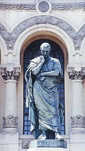 Statue in Constanta, Romania (the ancient colony Tomis), commemorating Ovid's exile Ovidiu03.jpg