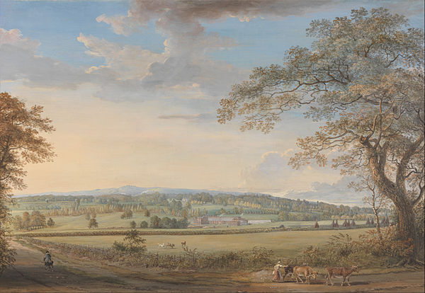 Paul Sandby – A View of Vinters at Boxley, Kent, with Mr. Whatman's Turkey Paper Mills (1794), gouache and watercolour painting on Whatman wove paper