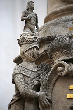 Detail of Mariensäule at Jodok-Fink-Platz in Vienna, Austria