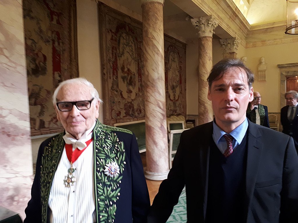 Pierre Cardin and the French composer Régis Campo, from Académie des beaux-arts, Institut de France, Paris, 2017