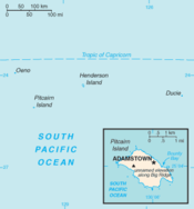 Adamstown Pitcairnin kartalla