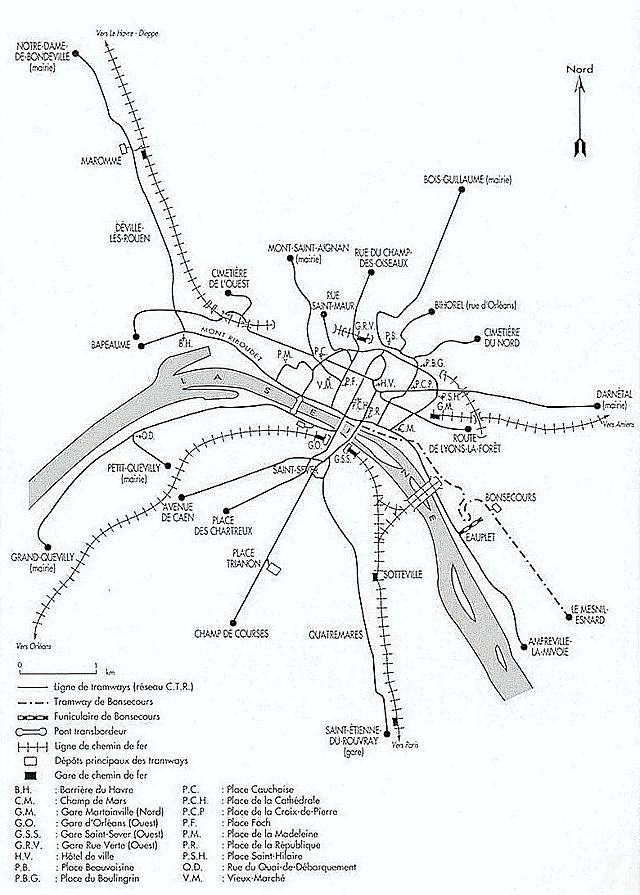 Plan du tramway de Rouen