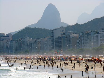 The world famous beach Copacabana in southern Rio de Janeiro