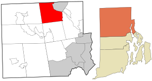 Providence County Rhode Island incorporated and unincorporated areas North Smithfield highlighted.svg