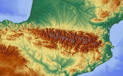 'n Topografiese kaart van die Pireneëreeks.