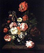 Rachel Ruysch - Mermer bir levha üzerinde cam vazoda çiçekler ca. 1710 - 1899.1.26.jpg