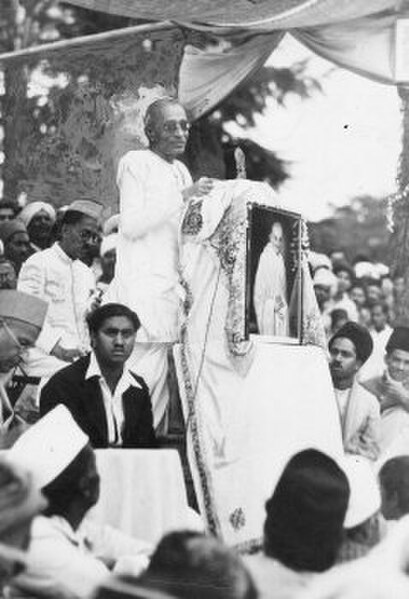 The Indian National Congress came to power for the first time in 1937 with Chakravarti Rajagopalachari (pictured at a rally) as its Chief Minister