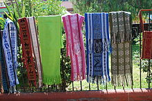 Rebozos and "fajas" or sash/belts for sale in Zaachila, Oaxaca RebozosBeltsZaachila.JPG