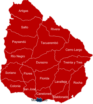 Resultados de las elecciones presidenciales de Uruguay de 1999 por departamento (2a vuelta).svg