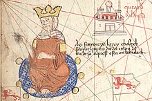 "Rey chabech", identified with Kebek Khan (1309-1326) in the Catalan Atlas, 1375. Rey chabech, identified with Kebek Khan (1309-1326) in the Catalan Atlas, 1375.jpg
