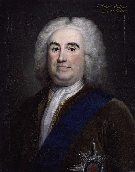 Sir Robert Walpole, the Prime Minister who gave the Lord Chamberlain official censorship duties. Painting by Arthur Pond.