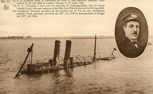SS Brussels scuttled at Zeebrugge, October 1918.